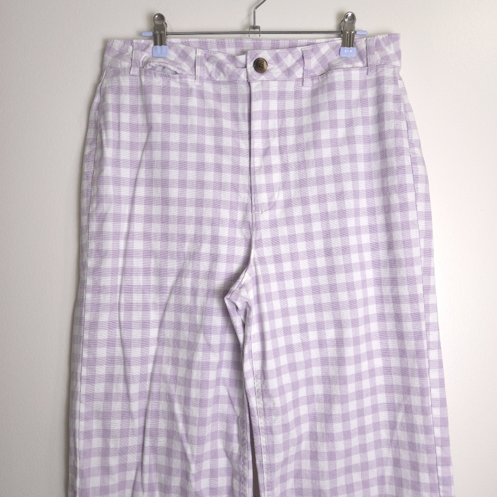 OLD NAVY Retro Gingham High-Waisted Cropped Wide-Leg Chino Pants‎ 10 Tall - Picture 3 of 10
